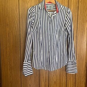 Striped Navy and White Men's Button-Down Shirt -Hawes & Curtis fitted